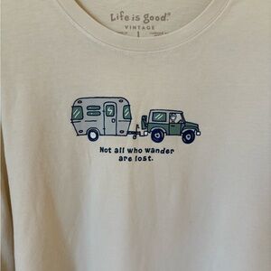 Life Is Good Vintage Cream Graphic Long Sleeve Tee